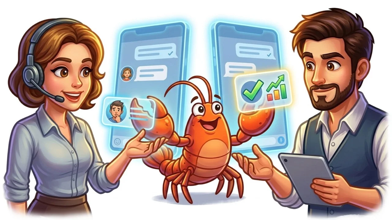 TeleClaw-Agent, der eine Support-Übergabe und einen qualifizierten Lead in zwei separaten Telegram-Chats bearbeitet