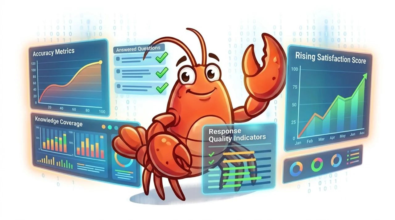 Dashboard showing AI bot accuracy metrics and knowledge base coverage chart