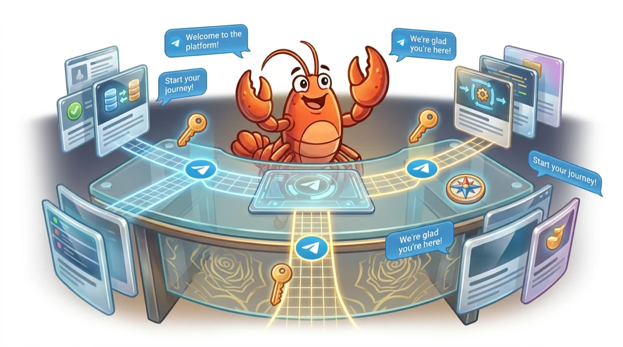 Telegram bot presenting onboarding paths to different types of new members